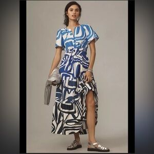 Anthropologie Somerset Maxi Dress in the Slate abstract print Medium